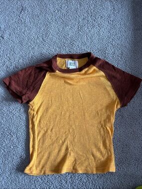 BDG Two-Tone Gold & Brown Raglan Tee